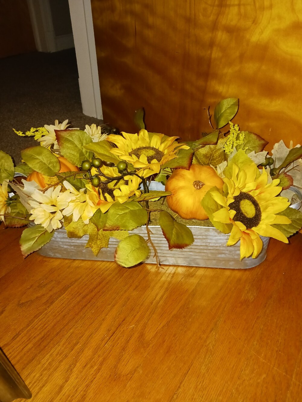 Artificial Sunflower and Pumpkin Centerpiece - Yellow